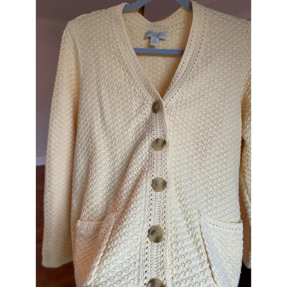 Lemon Yellow Cardigan Cottagecore Cozycore Knit Textured Appleseed’s Spring Fall - Picture 4 of 8